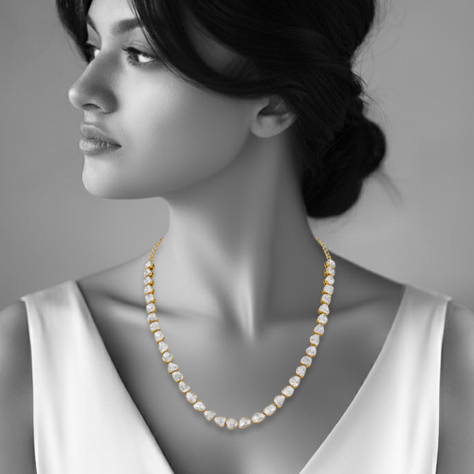 Radiant Polki Diamond Necklace in Open Setting